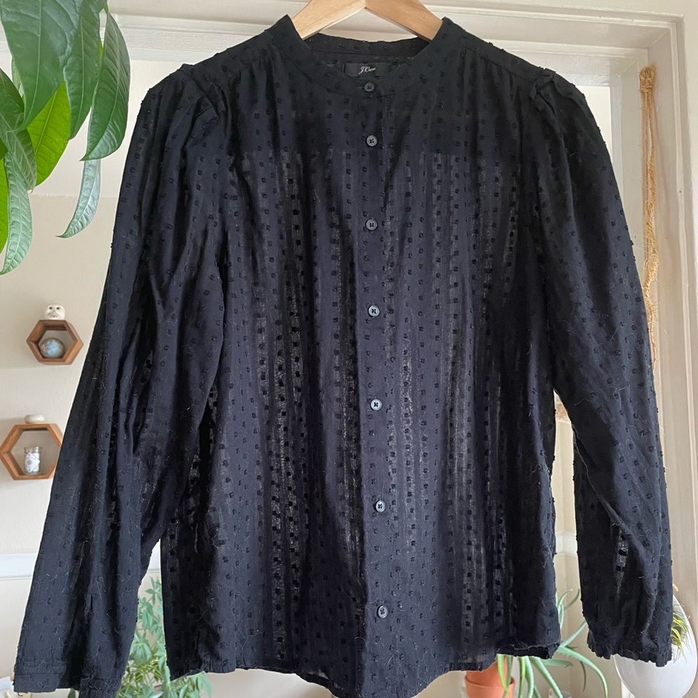 Black JCREW button up with cute puff sleeve detail.